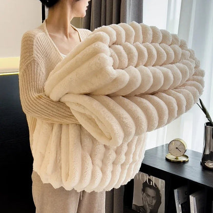 Thickened Wide Striped Blanket