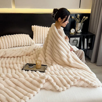 Thickened Wide Striped Blanket